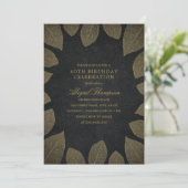 Invitation Soirée de 40e anniversaire Elegant Black Gold Feui (Debout devant)
