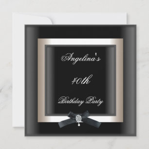 Invitation Soirée de 40e anniversaire Elegant Black White Jew