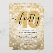 Invitation Soirée de 40e anniversaire Elégant Modern Gold (Devant / Derrière)