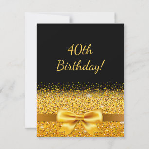 Invitation Soirée de 40e anniversaire noir or arc élégant