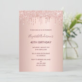 Invitation Soirée de 40e anniversaire rose parties scintillan (Debout devant)