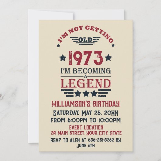 Invitation Soirée de 50 ans vintage personnalisée (Devant)