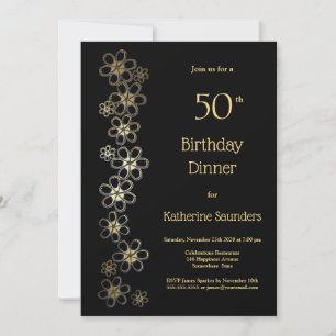 Invitation Soirée de 50e anniversaire Black and Gold