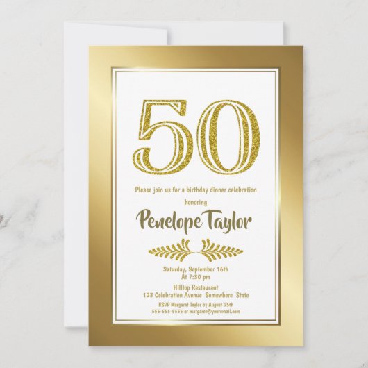 Invitation Soirée de 50e anniversaire de parties scintillant (Devant)