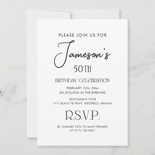 Invitation Soirée de 50e anniversaire de Simple Gentlemen (Devant)