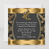 Invitation Soirée de 50e anniversaire en noir et or (Dos)