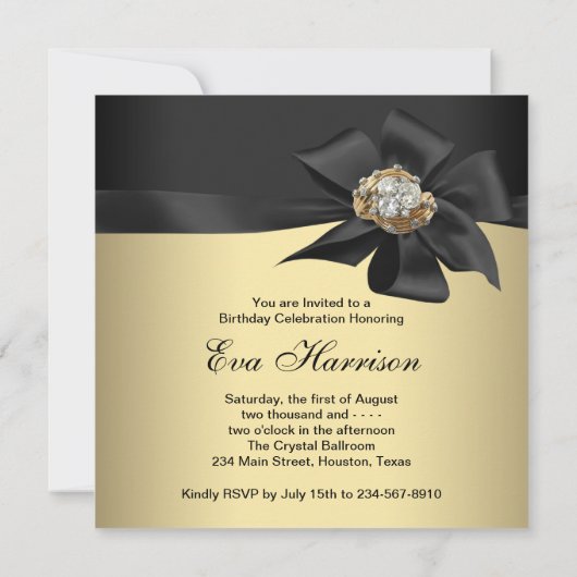 Invitation Soirée de 50e anniversaire en noir et or (Dos)