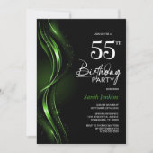 Invitation Soirée de 55e anniversaire noir et vert (Devant)