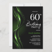 Invitation Soirée de 60e anniversaire en noir et vert (Devant)