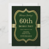 Invitation Soirée de 60e anniversaire verte et or (Devant)