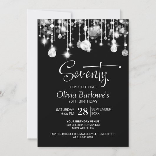 Invitation Soirée de 70e anniversaire de Black White (Devant)