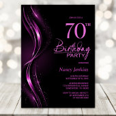 Invitation Soirée de 70e anniversaire de style noir et rose