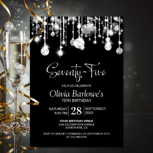 Invitation Soirée de 75e anniversaire de Black White