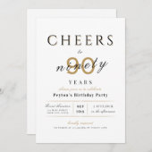 Invitation Soirée de 90 ans élégant moderne classe anniversai (Devant / Derrière)