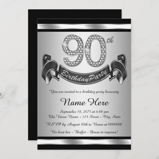 Invitation Soirée de 90e anniversaire (Devant / Derrière)
