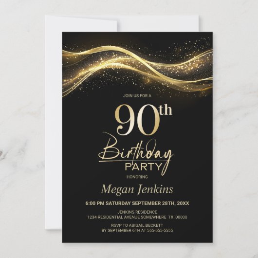 Invitation Soirée de 90e anniversaire de Black Gold (Devant)