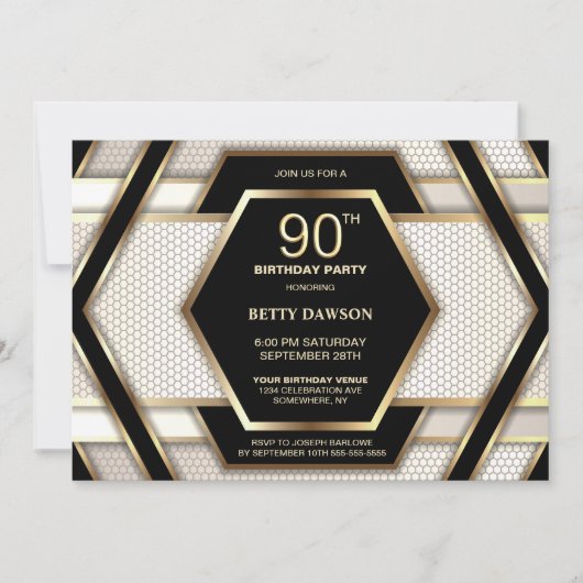 Invitation Soirée de 90e anniversaire de Black Gold (Devant)