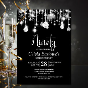 Invitation Soirée de 90e anniversaire de Black White