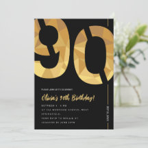 Soirée de 90e anniversaire noir et or élégant