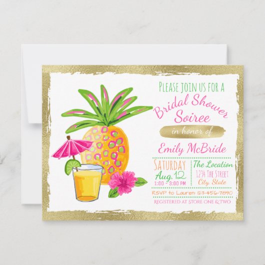 Invitation Soirée de Baby Shower Tropical (Devant)