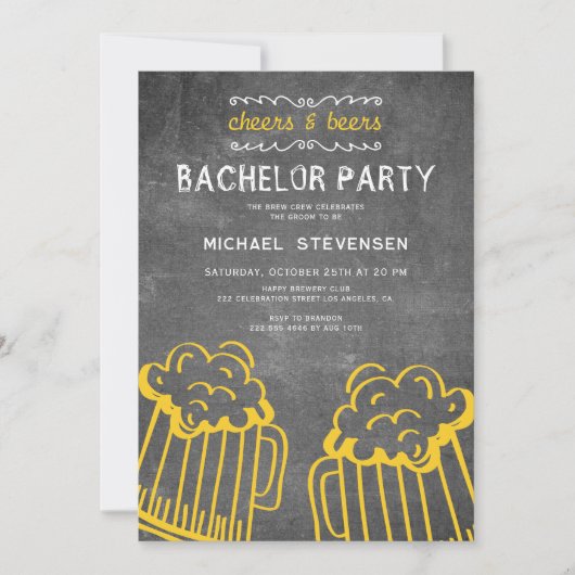 Invitation Soirée de bachelor à plateau rustique (Devant)