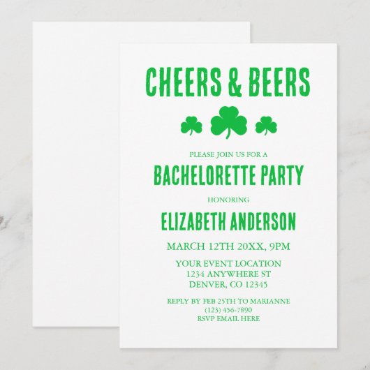 Invitation Soirée de Bachelorette (Devant / Derrière)