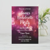 Invitation Soirée de Bachelorette de Bokeh Rose foncé (Debout devant)