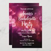 Invitation Soirée de Bachelorette de Bokeh Rose foncé (Devant / Derrière)