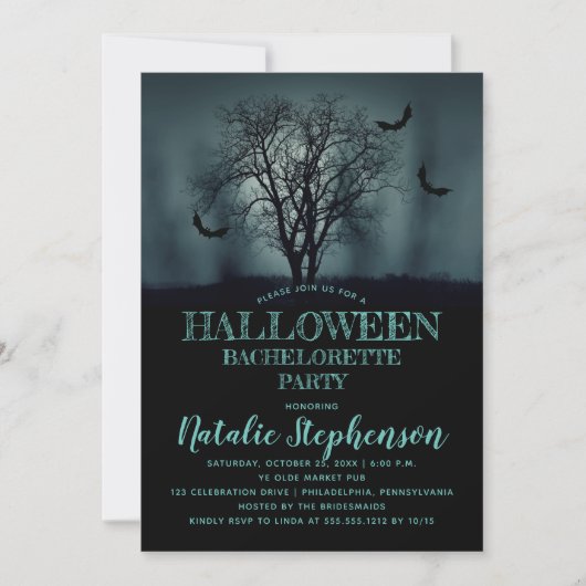 Invitation Soirée de Bachelorette d'Halloween Chauves-souris  (Devant)