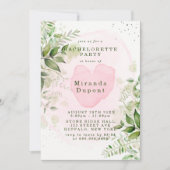 Invitation Soirée de Bachelorette Rustique Verdure rose pâle (Devant)