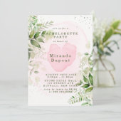 Invitation Soirée de Bachelorette Rustique Verdure rose pâle (Debout devant)