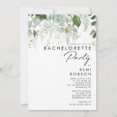 Invitation Soirée de Bachelorette verte et Feuille d'or (Devant)