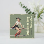 Invitation soirée de bachelortie rétro cowgirl western (Debout devant)