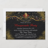 Invitation Soirée de bal masqué noir et or (Dos)
