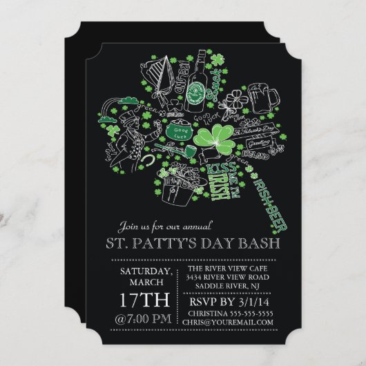 Invitation Soirée de bash du jour de la Saint-Patrick moderne (Devant / Derrière)