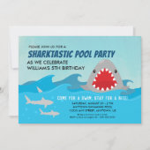 Invitation Soirée de billard de requin mignonne | Boys fête d (Devant)