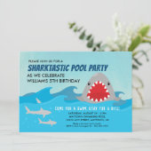 Invitation Soirée de billard de requin mignonne | Boys fête d (Debout devant)