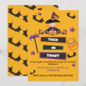 Invitation Soirée de Bloc de Quartier Halloween Trick or Trea (Devant / Derrière)