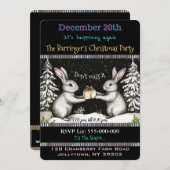 Invitation Soirée de Bunny Fun & Nourriture fête de Noël (Devant / Derrière)