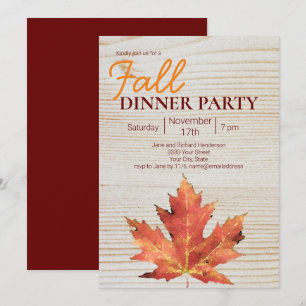 Invitation Soirée de Burgundy Leaf Moderne