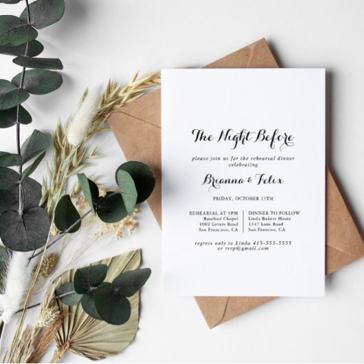 Invitation Soirée de calligraphie moderne avant le dîner de r