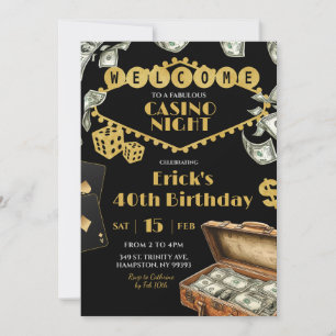 Invitation Soirée de Casino Fabuleuse 40e 50e Anniversaire Ad