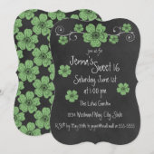 Invitation Soirée de Chalkboard Rose Wild Mint Green (Devant / Derrière)