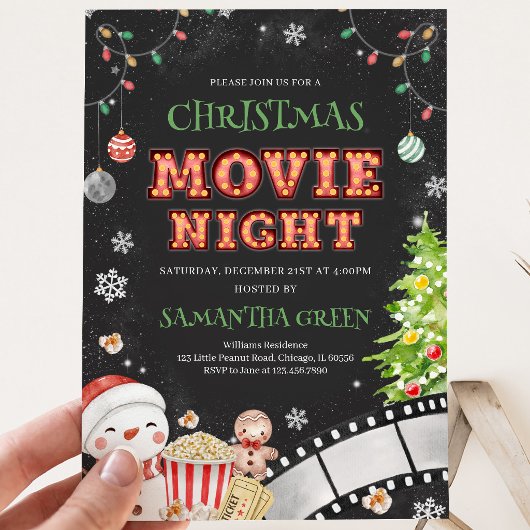 Invitation Soirée de cinéma de Noël Fête de vacances