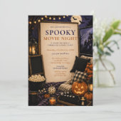 Invitation Soirée de cinéma d'Halloween effrayante (Debout devant)