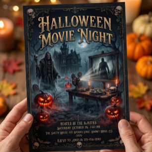 Invitation Soirée de cinéma Halloween gothique vintage