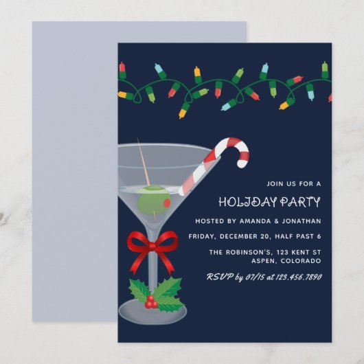 Invitation Soirée de Cocktail de Noël sous les Étoiles (Devant / Derrière)