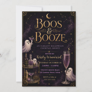 Invitation Soirée de cocktail Halloween Boos & Booze