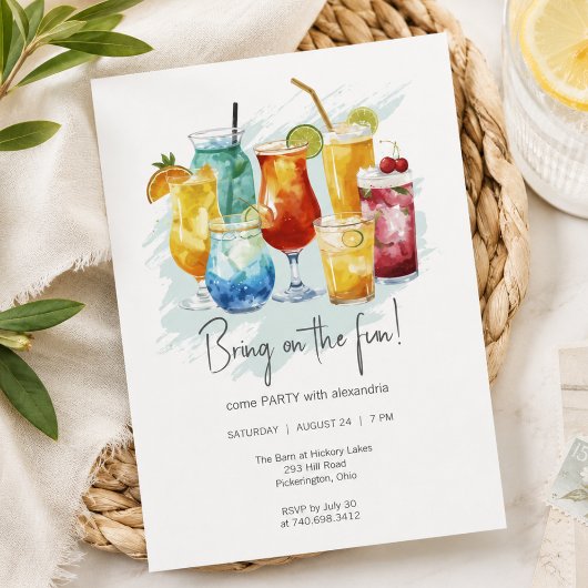 Invitation Soirée de Cocktails Colorés