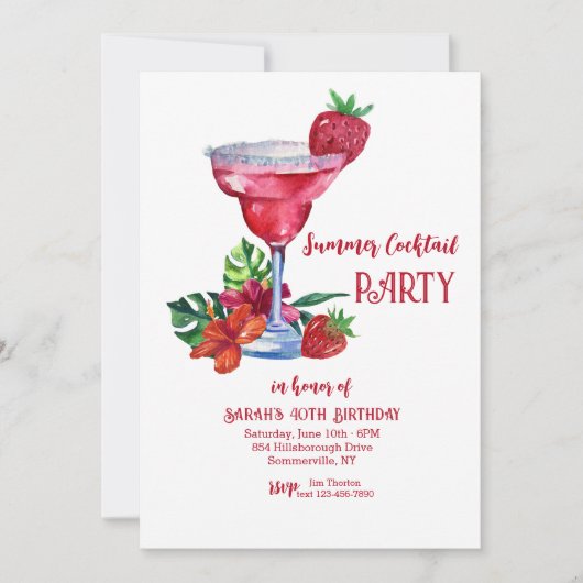 Invitation Soirée de cocktails d'été (Devant)